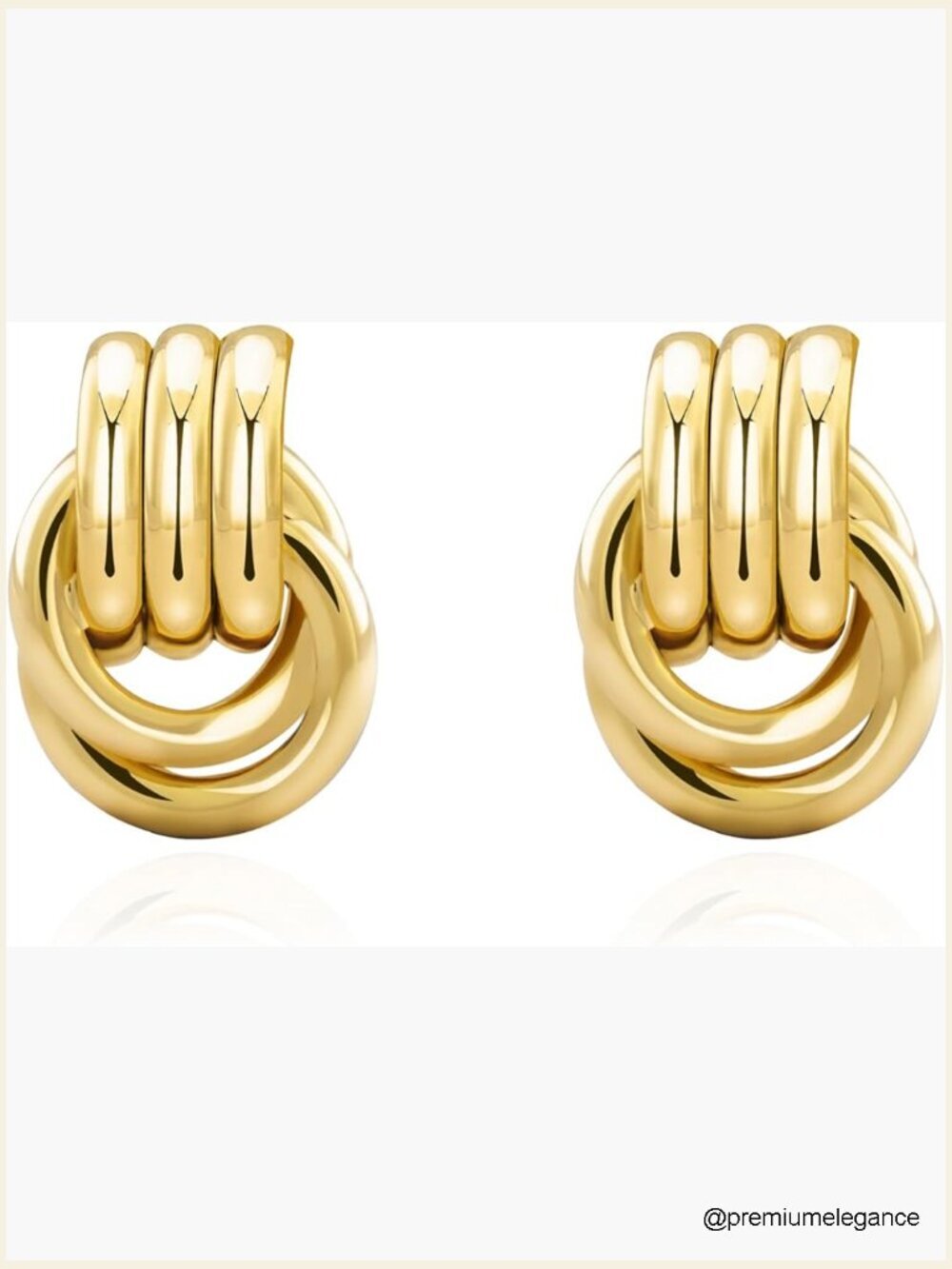 Chunky Gold Knot Earrings Drop Dangle Statement Lightweight Hypoallergenic